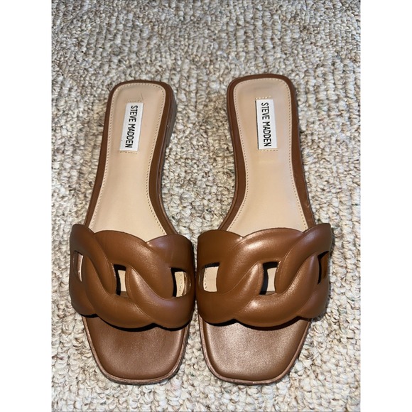 Steve Madden Shoes - Womens Steve Madden Helene Sandals Cognac Leather - Size 8.5M EUC
